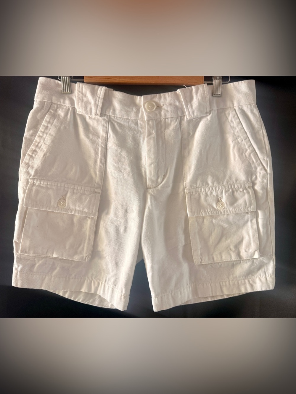 Men's Mr Turk White Cargo Shorts with Button-Flap Pockets